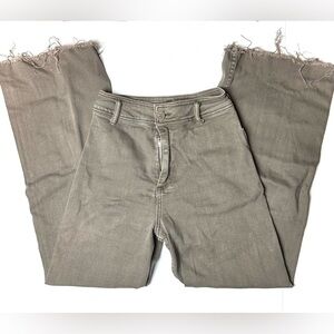 Mahina Wide‎ Leg Straight Women’s Brown Jeans Pants Small Fringe Distressed